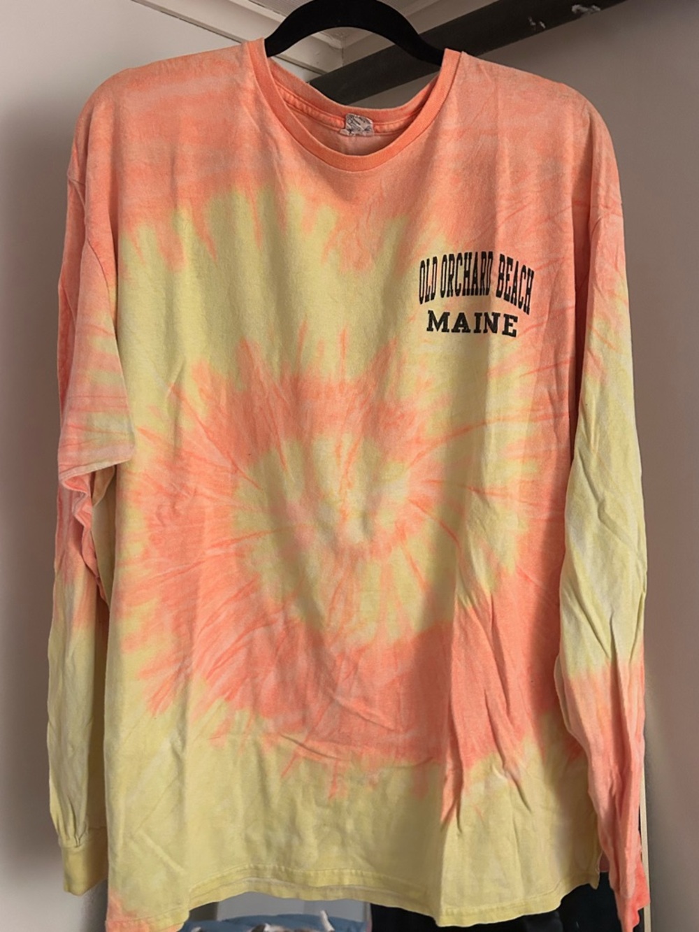 LAST CHANCE Old Orchard Beach Maine Tie-Dye Long Sleeve Tee - Orange & Yellow